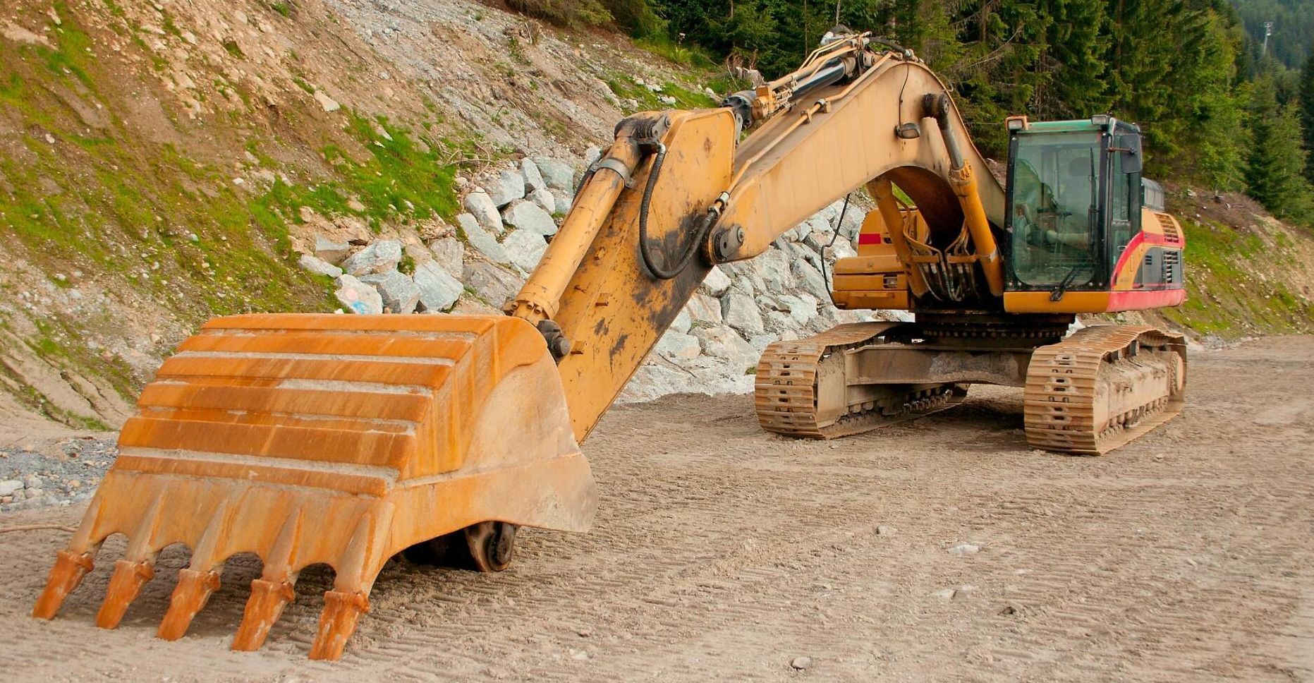 Excavator on construction site in Nanaimo BC